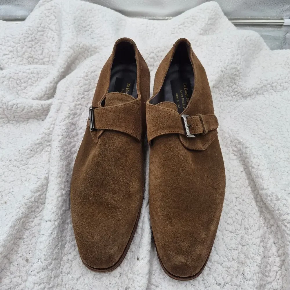 To Boot New York Bower Monk Strap Oxford Shoes brown Suede Mens size 8.5